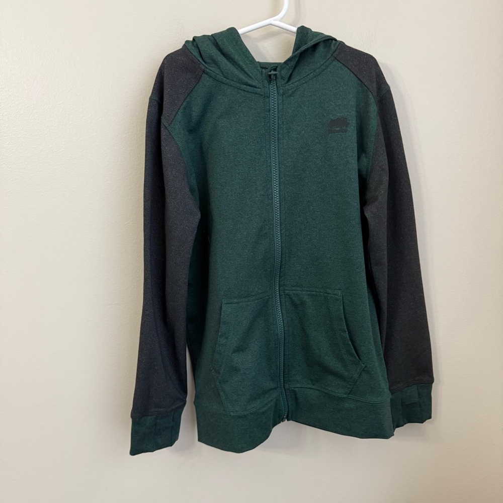 Roots Kids Large (9/10) Green/Grey Full Zip Hoodie